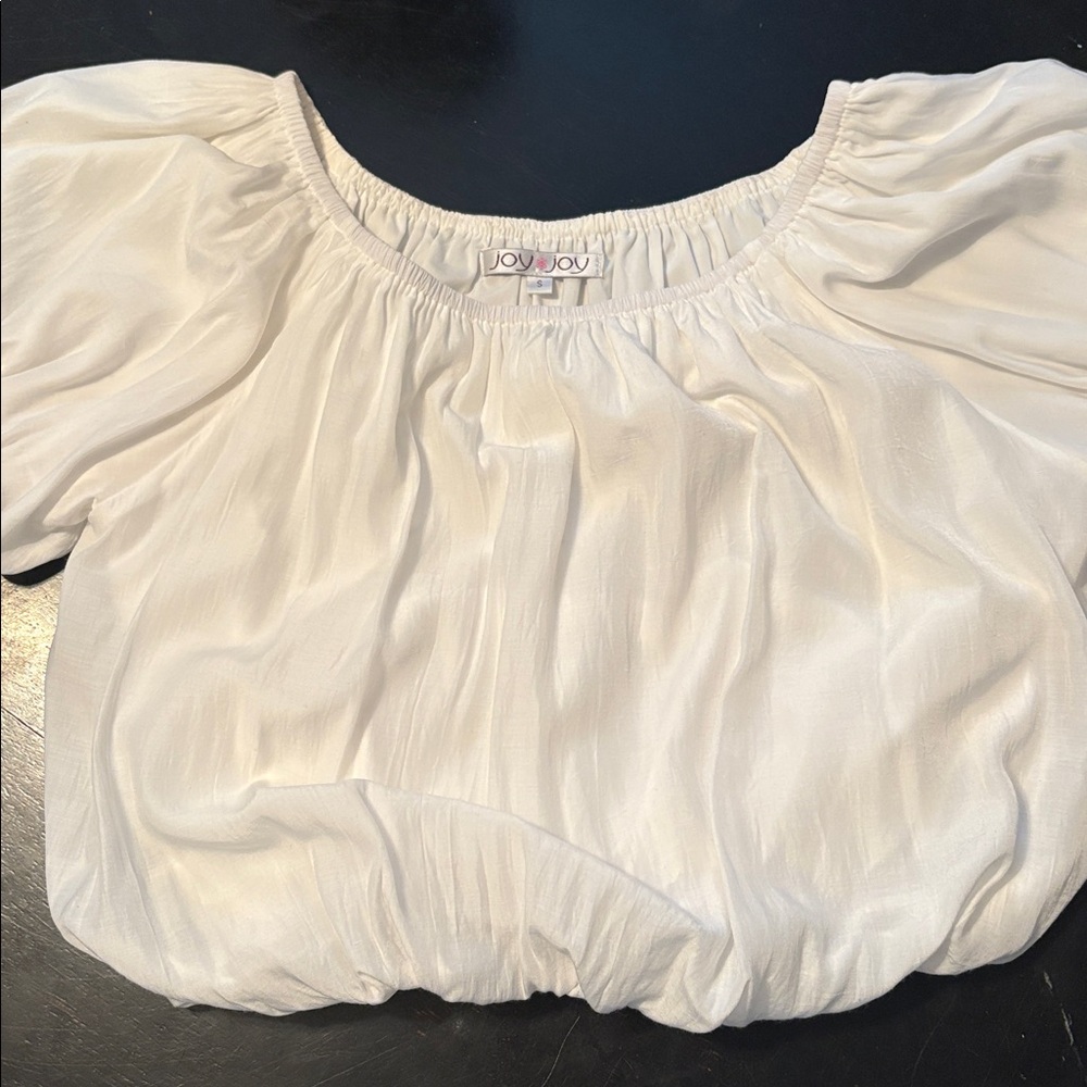 Joy Joy White Bubble Tulip Blouse - Picture 2 of 3